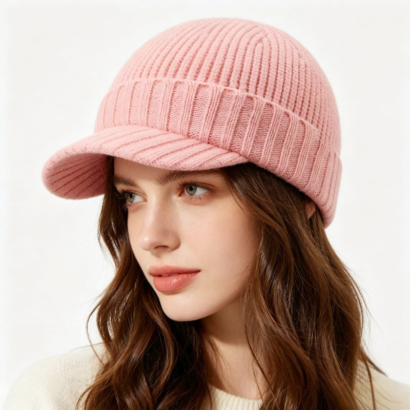 【1+1 gratis】Varm strikket lue med brem – unisex