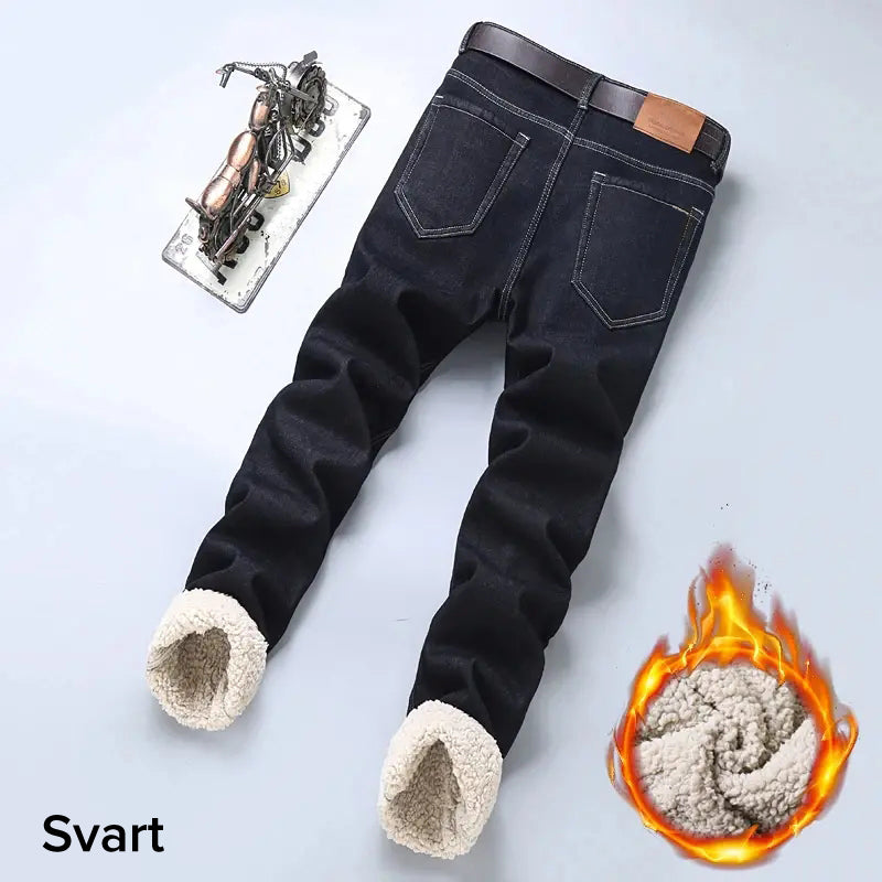 Herre løs passform rett ben jeans i falsk fleece