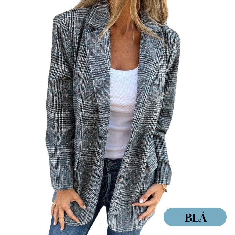 Klassisk Rutet Blazer for Kvinner