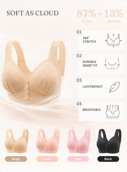 🔥Kjøp 1 – få 1 gratis✨👙 CloudComfort™ bomullsbh med knapper foran | Myk komfort til hverdag