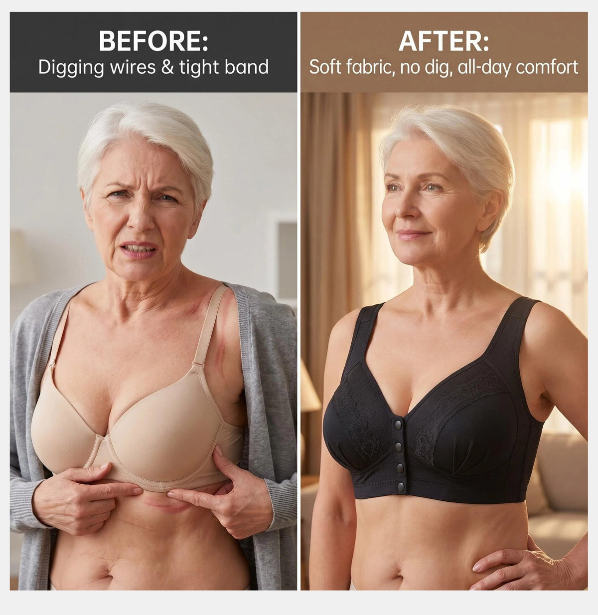 🔥Kjøp 1 – få 1 gratis✨👙 CloudComfort™ bomullsbh med knapper foran | Myk komfort til hverdag