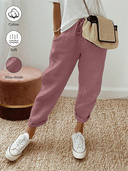 🔥Siste dagskampanje -50% rabatt 💕 Casual bukse i bomull og lin for kvinner
