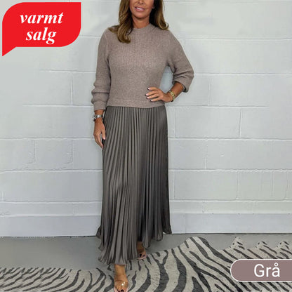 🔥🎄 Julekampanje – 50% RABATT 🎄🔥 Stilig & Elegant Plissert Kjole for Kvinner med Rund Hals 👗✨