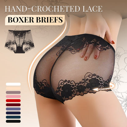 💥Håndheklet blonder med høy høyde Boxer Briefs for kvinner