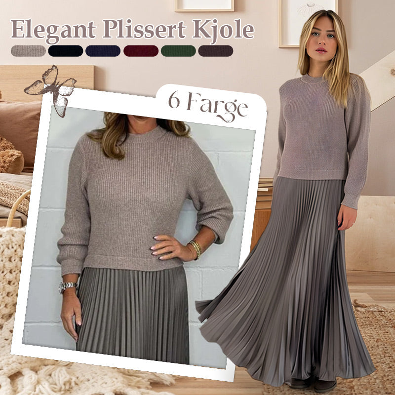 🔥🎄 Julekampanje – 50% RABATT 🎄🔥 Stilig & Elegant Plissert Kjole for Kvinner med Rund Hals 👗✨