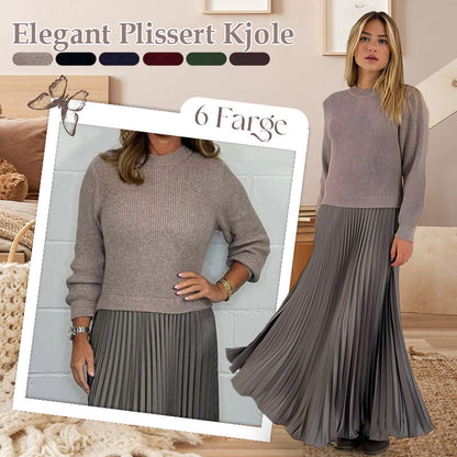 🔥🎄 Julekampanje – 50% RABATT 🎄🔥 Stilig & Elegant Plissert Kjole for Kvinner med Rund Hals 👗✨