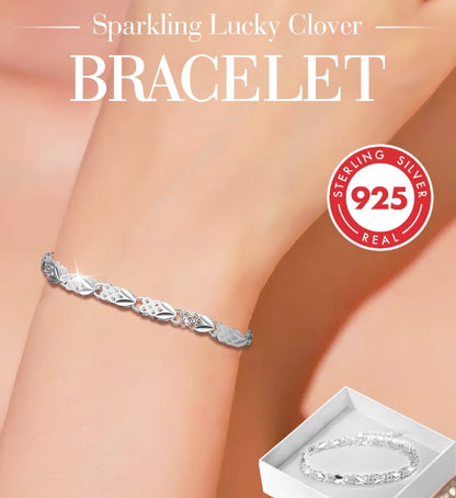 ✨Elegant, glitrende armbånd med firkløver🍀Gratis smykkeskrin💝