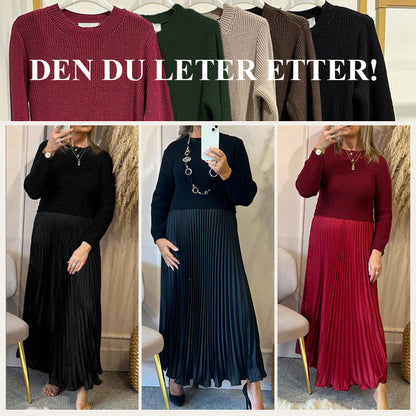 🔥🎄 Julekampanje – 50% RABATT 🎄🔥 Stilig & Elegant Plissert Kjole for Kvinner med Rund Hals 👗✨