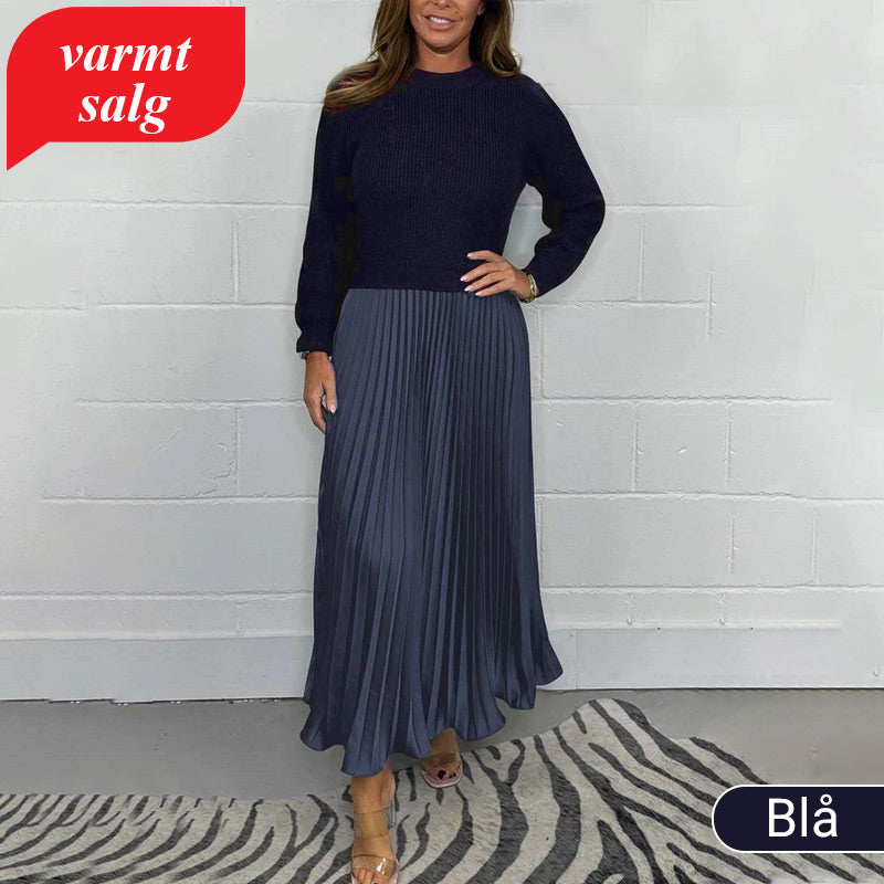 🔥🎄 Julekampanje – 50% RABATT 🎄🔥 Stilig & Elegant Plissert Kjole for Kvinner med Rund Hals 👗✨