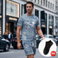 👕 Мъжки комплект, състоящ се от тениска в джинсов стил и шорти | Лека, проветрива екипировка за лятото ☀️