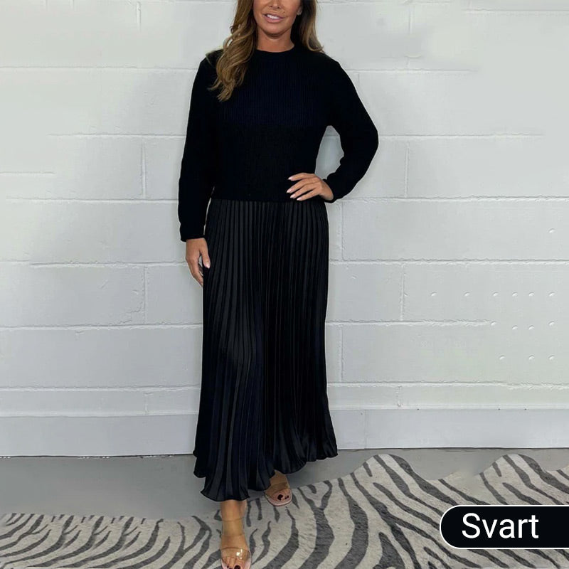 🔥🎄 Julekampanje – 50% RABATT 🎄🔥 Stilig & Elegant Plissert Kjole for Kvinner med Rund Hals 👗✨