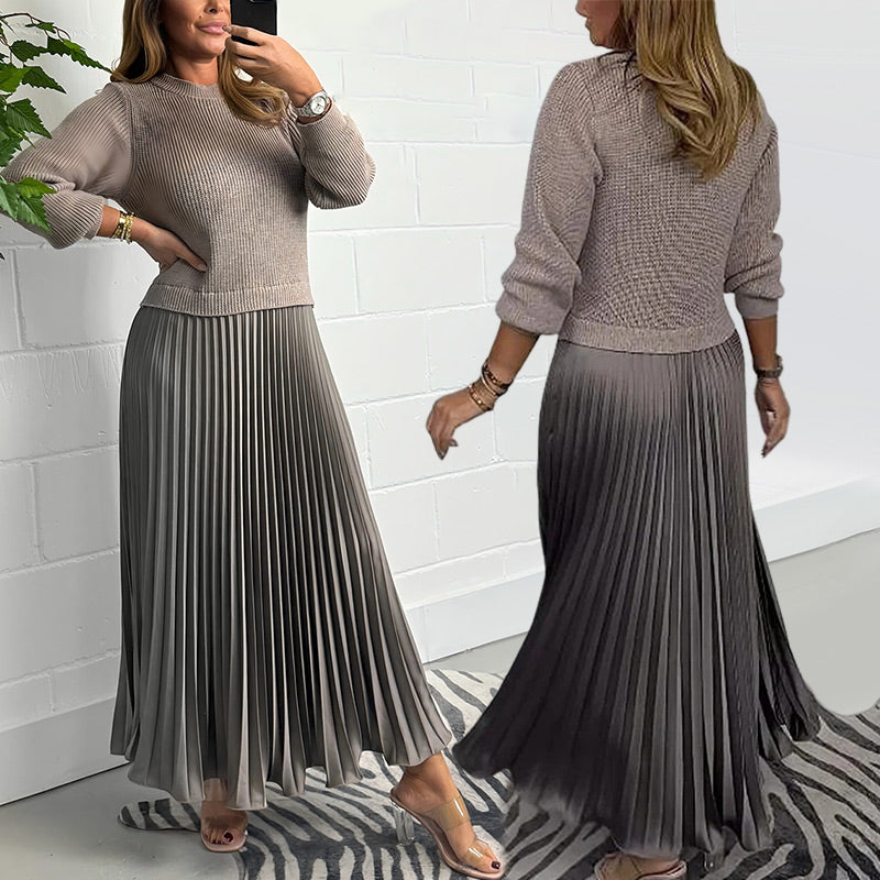 🔥🎄 Julekampanje – 50% RABATT 🎄🔥 Stilig & Elegant Plissert Kjole for Kvinner med Rund Hals 👗✨
