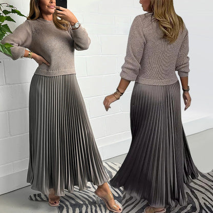 🔥🎄 Julekampanje – 50% RABATT 🎄🔥 Stilig & Elegant Plissert Kjole for Kvinner med Rund Hals 👗✨