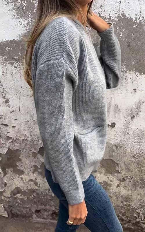 🎁 Ny modell 2026 💥 Strikkjakke med rund hals og glidelås 🧥