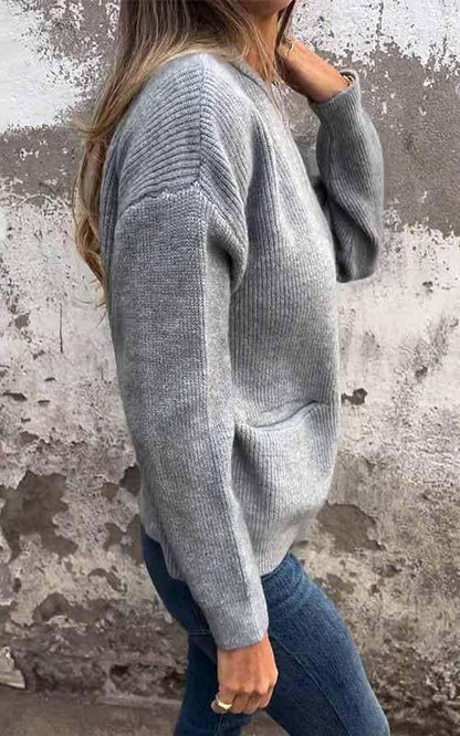 🎁 Ny modell 2026 💥 Strikkjakke med rund hals og glidelås 🧥