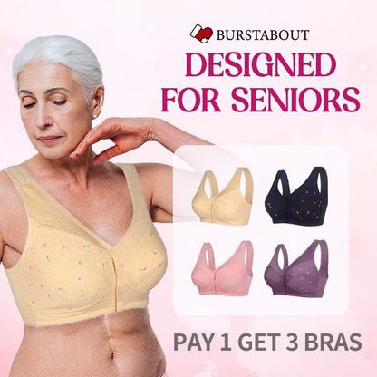 🔥Siste dag Kjøp 1 og få 2 gratis🔥Design for Senior-BH i bomull med frontlukking