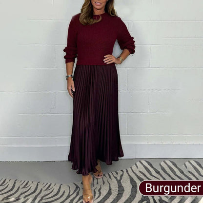 🔥🎄 Julekampanje – 50% RABATT 🎄🔥 Stilig & Elegant Plissert Kjole for Kvinner med Rund Hals 👗✨