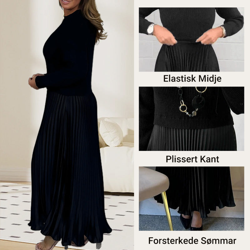 🔥🎄 Julekampanje – 50% RABATT 🎄🔥 Stilig & Elegant Plissert Kjole for Kvinner med Rund Hals 👗✨