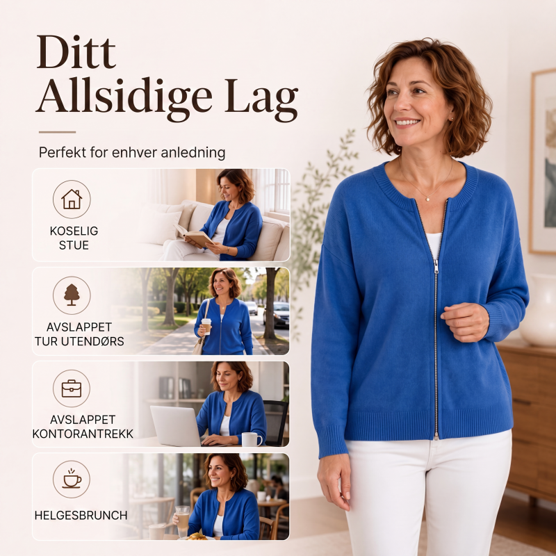 ☁️Uformell strikkjakke med glidelås for damer