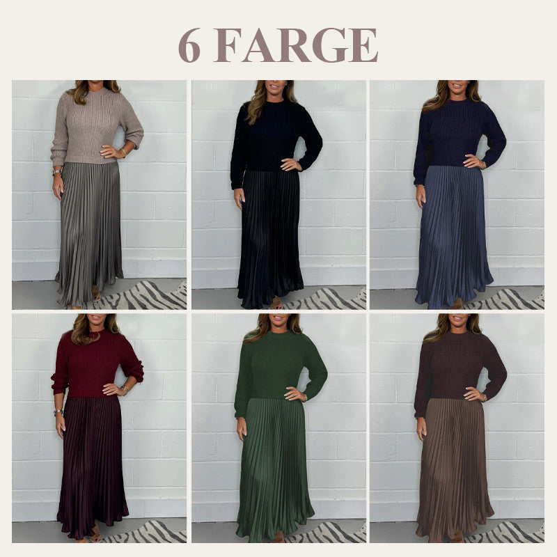 🔥🎄 Julekampanje – 50% RABATT 🎄🔥 Stilig & Elegant Plissert Kjole for Kvinner med Rund Hals 👗✨
