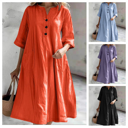 Овърсайз миди рокля с джобове при жените