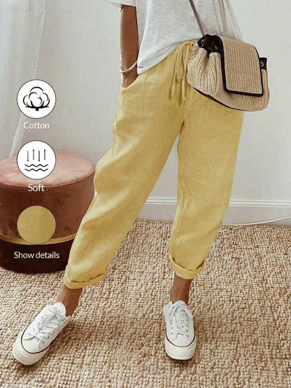 🔥Siste dagskampanje -50% rabatt 💕 Casual bukse i bomull og lin for kvinner