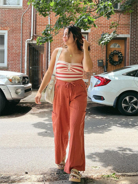 🔥2025 Ново пристигане🔥Панталон с широки крачоли от ленена прежда