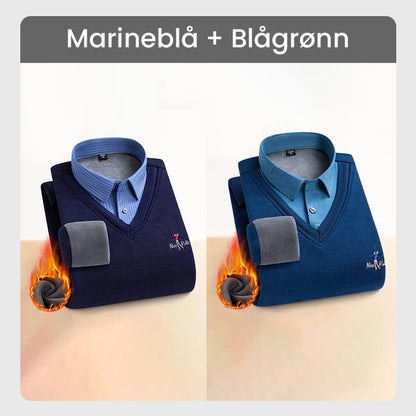 ❄️Vinterens Nyheter🔥Herre Fleece-Isolert Varm Topp med Skjortekrage