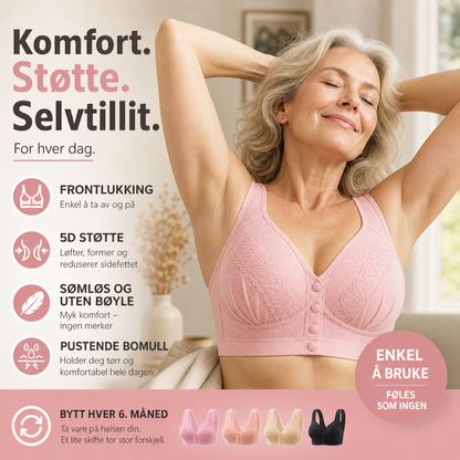🔥Kjøp 1 – få 1 gratis✨👙 CloudComfort™ bomullsbh med knapper foran | Myk komfort til hverdag
