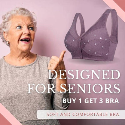 🔥Siste dag Kjøp 1 og få 2 gratis🔥Design for Senior-BH i bomull med frontlukking