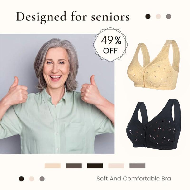 🔥Siste dag Kjøp 1 og få 2 gratis🔥Design for Senior-BH i bomull med frontlukking