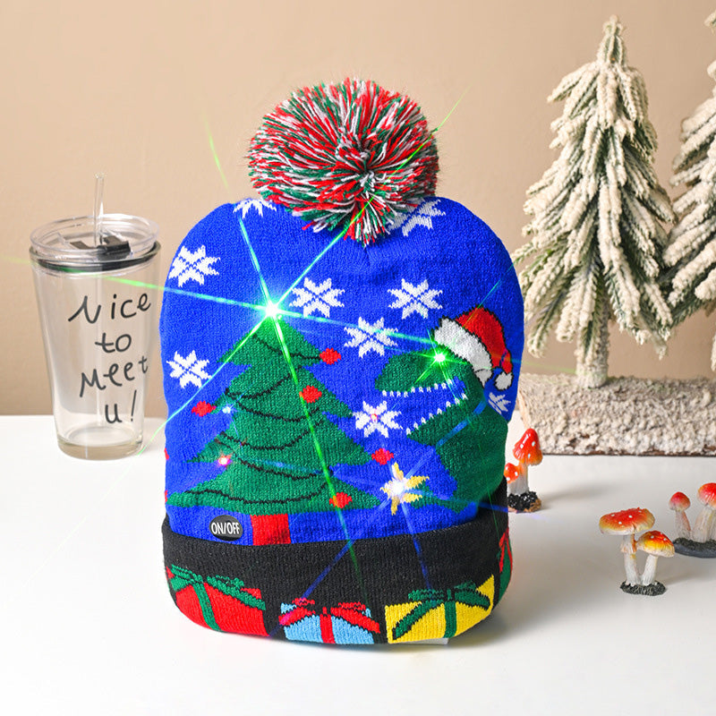 Strikket julehue med LED-belysning – TILBUD -50 % 🎅🎄💡
