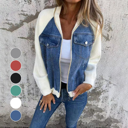 🔥Høstens nye produkter🔥Denimjakke med glidelås for dame