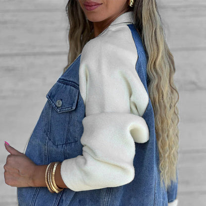 🔥Høstens nye produkter🔥Denimjakke med glidelås for dame