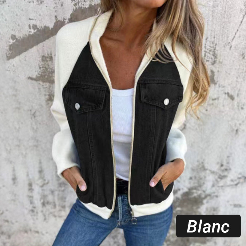 🔥Høstens nye produkter🔥Denimjakke med glidelås for dame