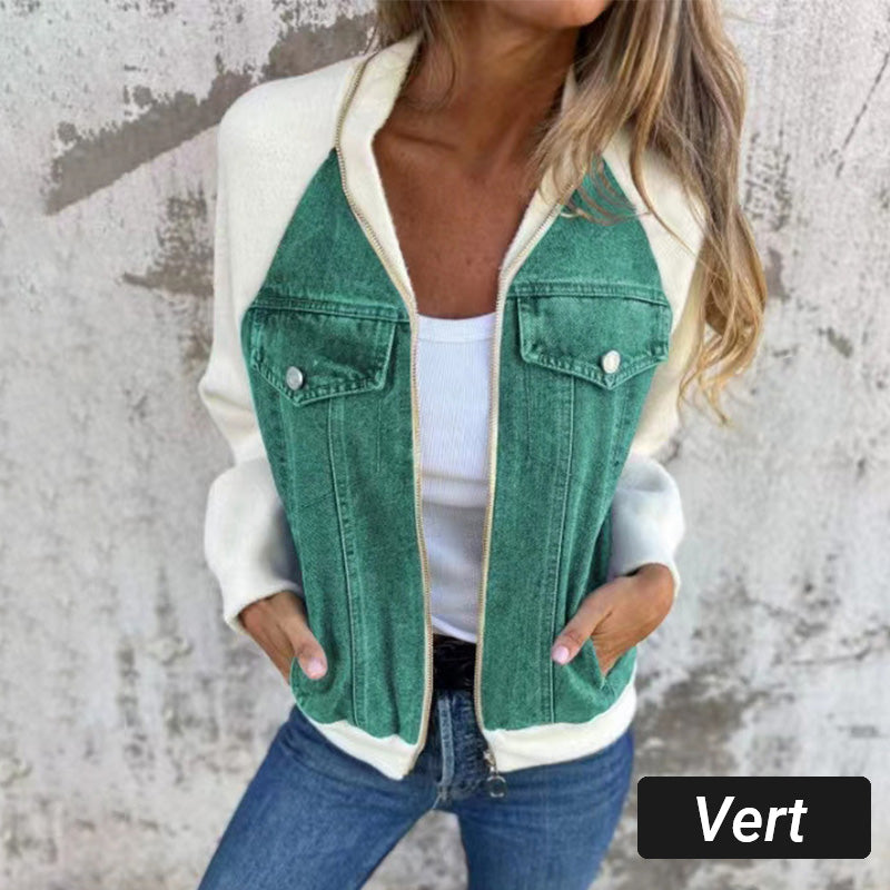 🔥Høstens nye produkter🔥Denimjakke med glidelås for dame
