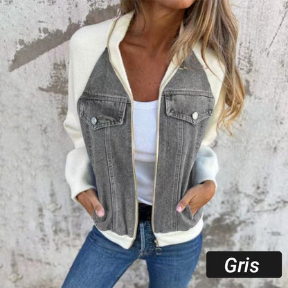 🔥Høstens nye produkter🔥Denimjakke med glidelås for dame