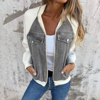 🔥Høstens nye produkter🔥Denimjakke med glidelås for dame