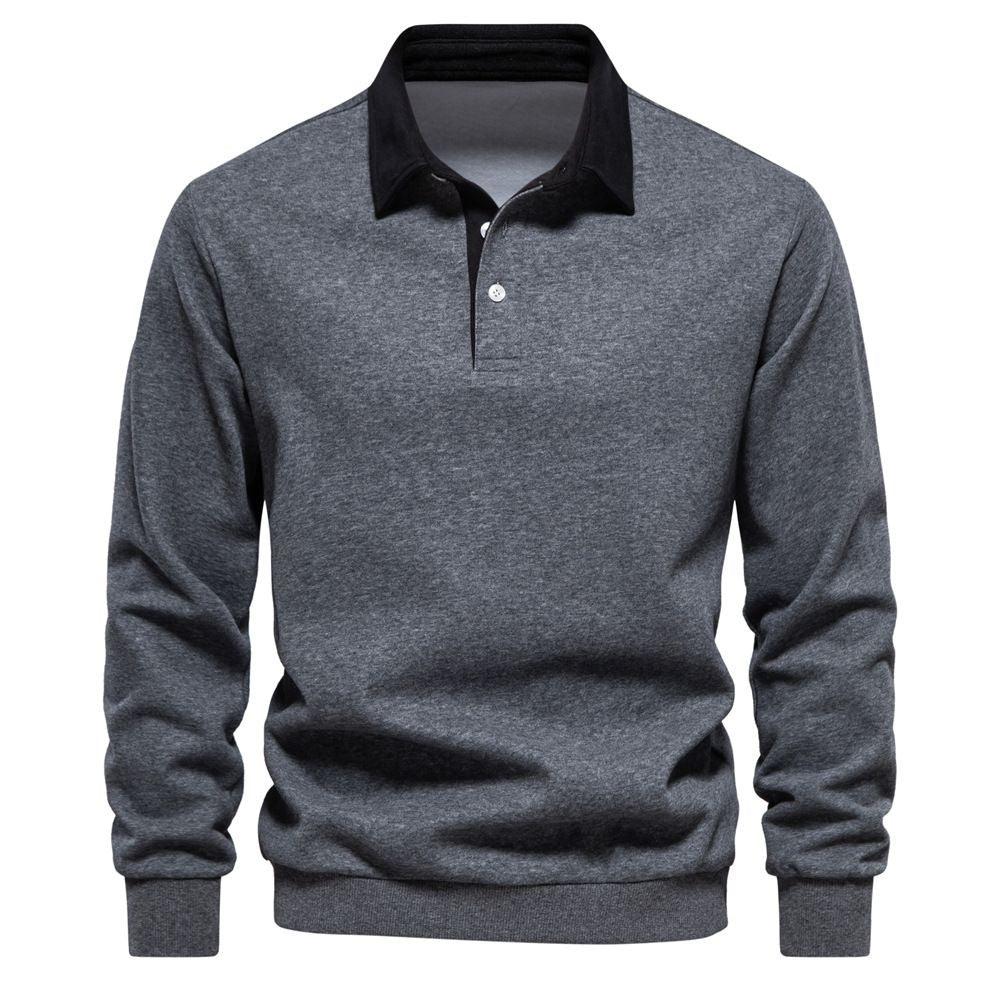 🔥Herre-fritids-bomulls-sweatshirt med lange ermer og krage