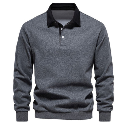 🔥Herre-fritids-bomulls-sweatshirt med lange ermer og krage