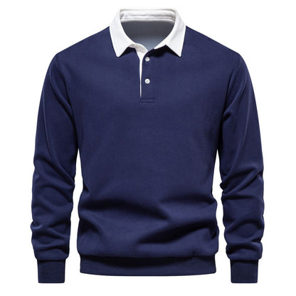 🔥Herre-fritids-bomulls-sweatshirt med lange ermer og krage