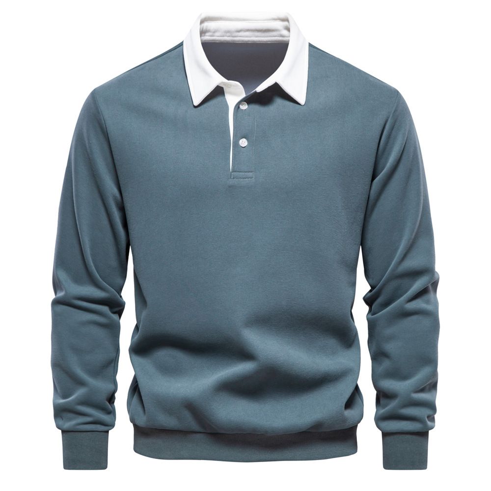 🔥Herre-fritids-bomulls-sweatshirt med lange ermer og krage