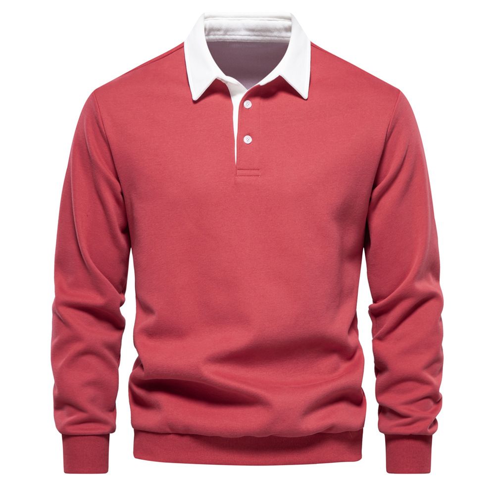 🔥Herre-fritids-bomulls-sweatshirt med lange ermer og krage