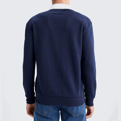 🔥Herre-fritids-bomulls-sweatshirt med lange ermer og krage