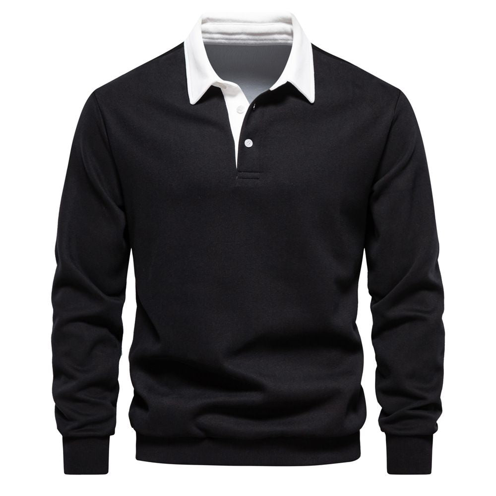 🔥Herre-fritids-bomulls-sweatshirt med lange ermer og krage