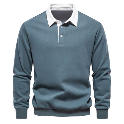 🔥Herre-fritids-bomulls-sweatshirt med lange ermer og krage