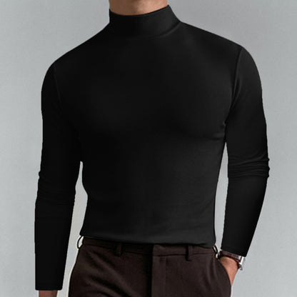 🔥Langermet T-skjorte med høy hals og slim fit for menn