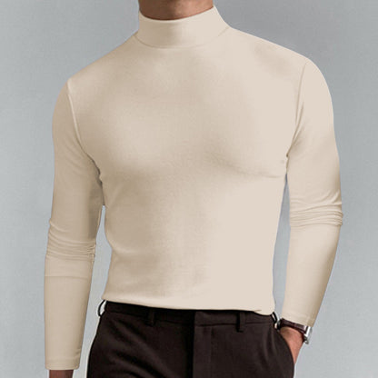 🔥Langermet T-skjorte med høy hals og slim fit for menn