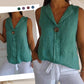 Топ без ръкави с V-образно деколте и бутон надолу