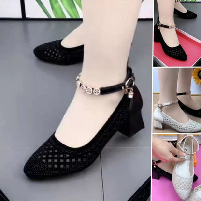 Дамски сандали с изрязани пръсти от мрежа